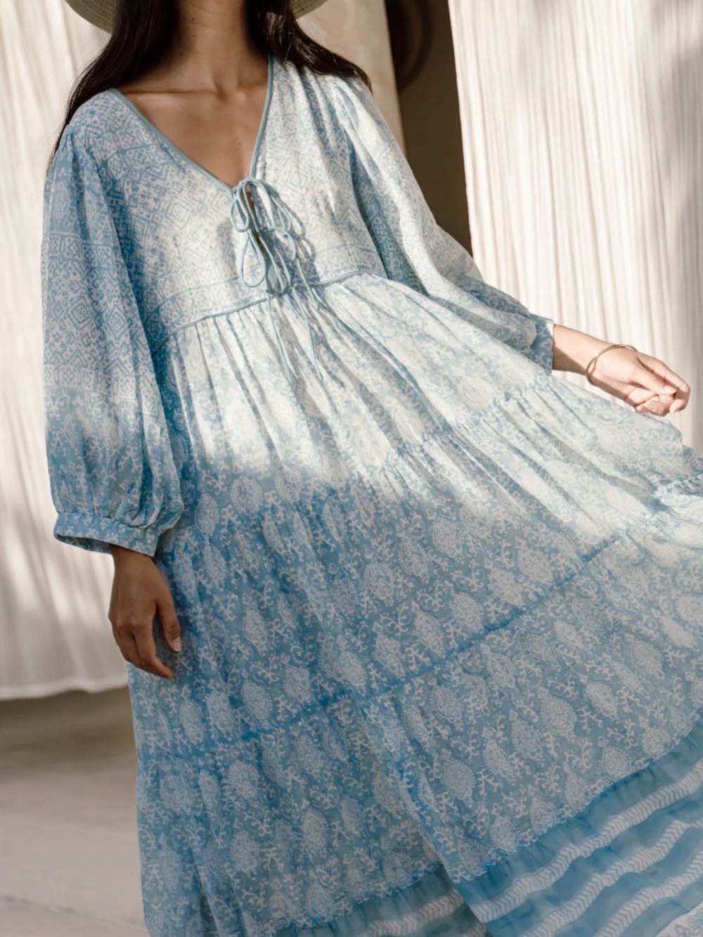 Daughters of India Jasmine Maxi Dress - Sea Mist